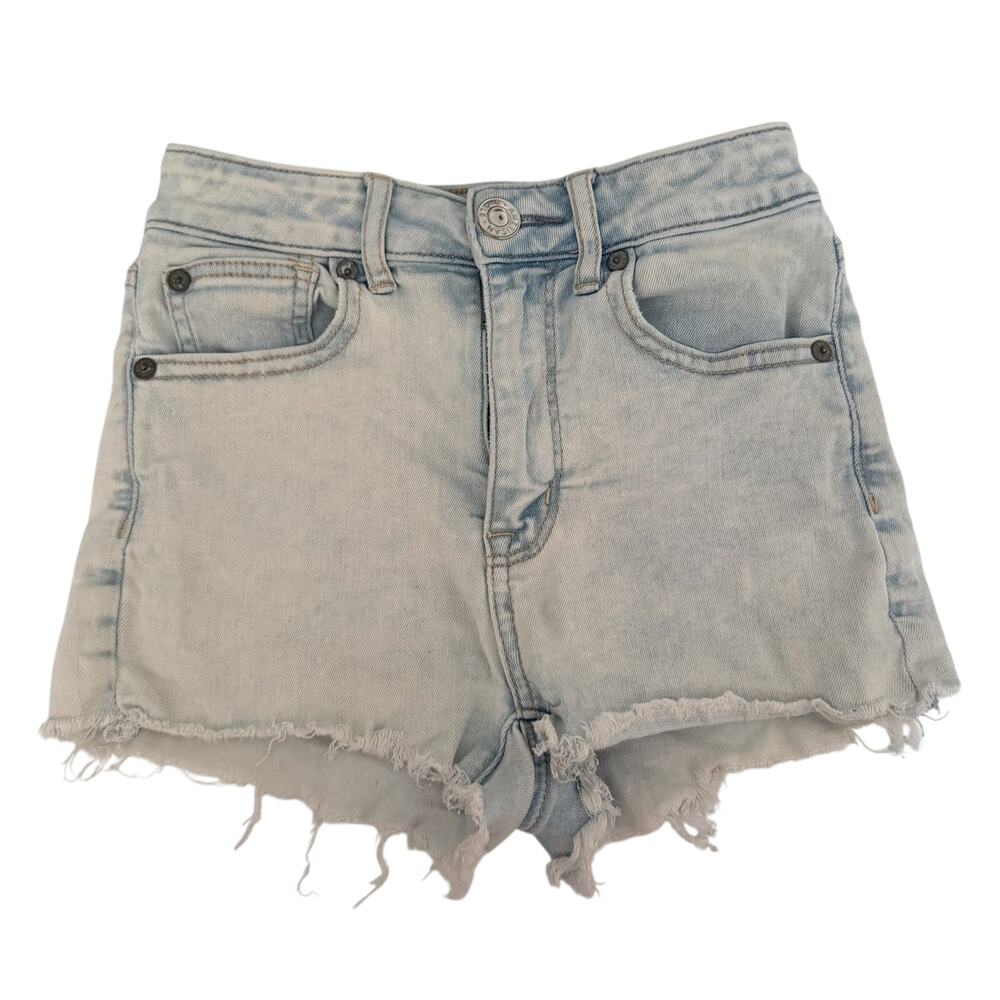 American Eagle Distressed Light Wash Denim Shorty Shorts 00